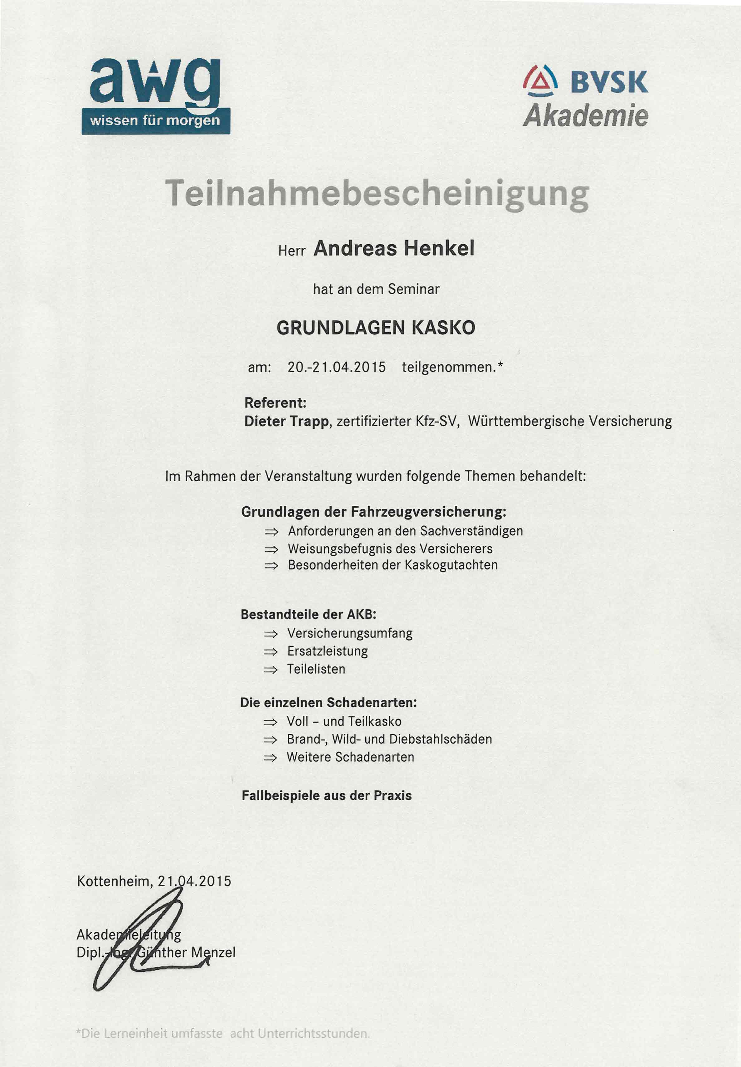 BVSK Kasko Grundlagen